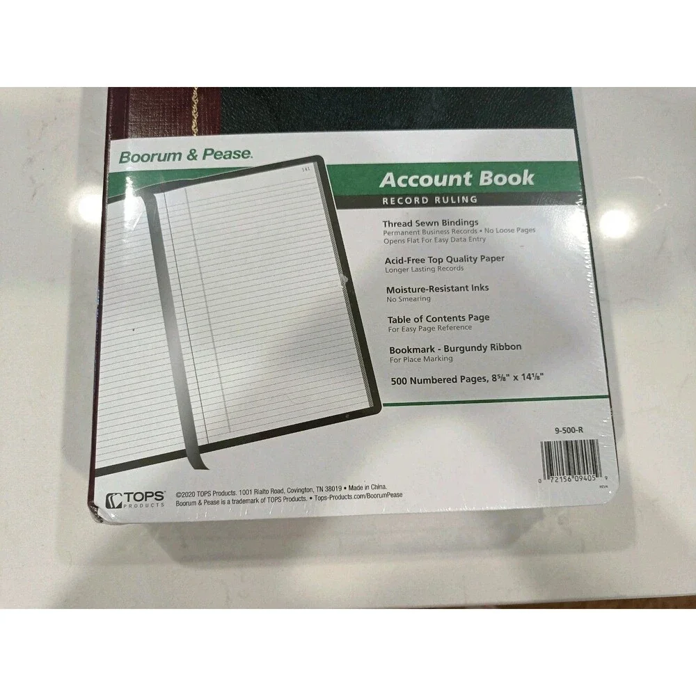 Boorum & Pease 9-500-R Account Ledger Book, 500 Pages, Record Ruled, New